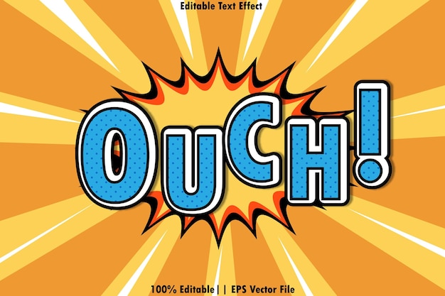 Vector ouch editable text effect 3d comic style