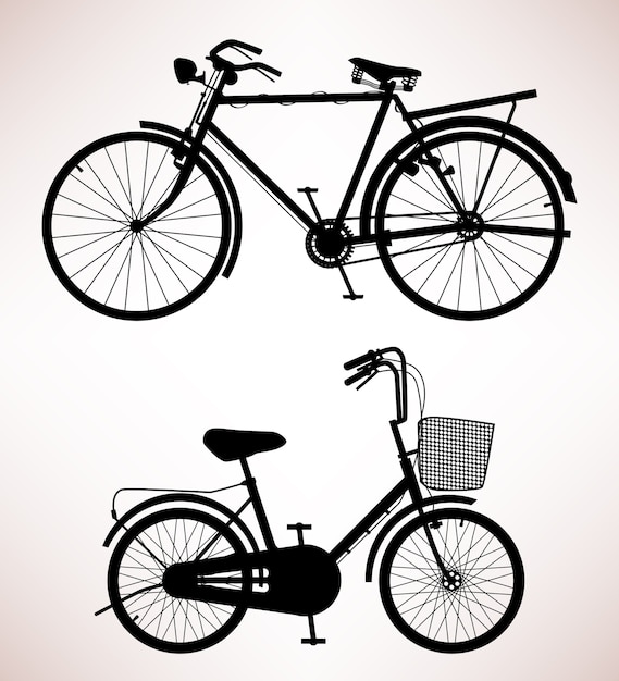 Vector oud fietsdetail. 2 oud fietsen ontwerp.