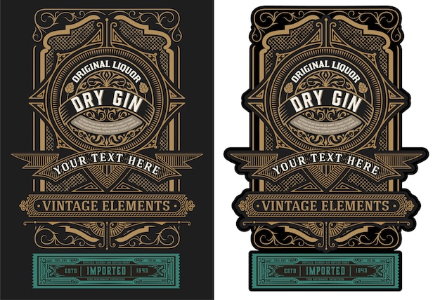 Vector oud labelontwerp ter illustratie van de drank