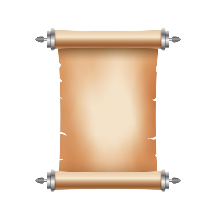 Vector oud oud roldocument met plaats voor tekst. oude documentillustratie. papyrus perkament banner. antieke scroll.