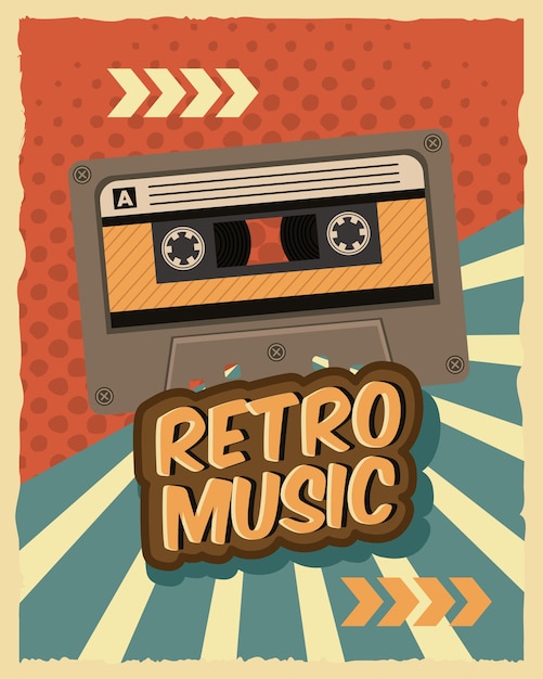 Vector oud retro vector de illustratieontwerp van het cassetteapparaat