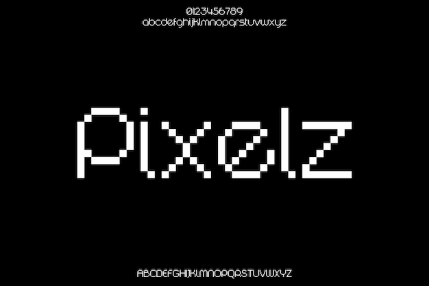 Oud scherm Pixelz Creatieve vector pixels Display alfabet lettertype ontwerp