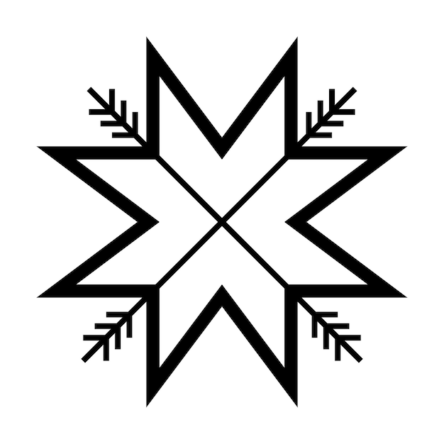 Oude Baltische Folk ster of bloem sneeuwvlok symbool.