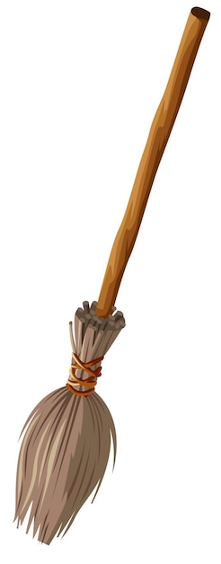Oude bezem met lang handvat dat op wit wordt geïsoleerd