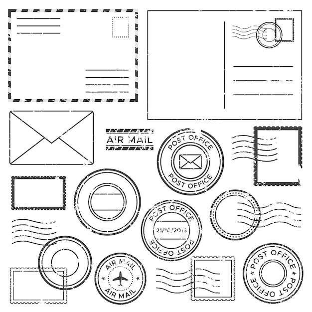 Vector oude brief met poststempels.