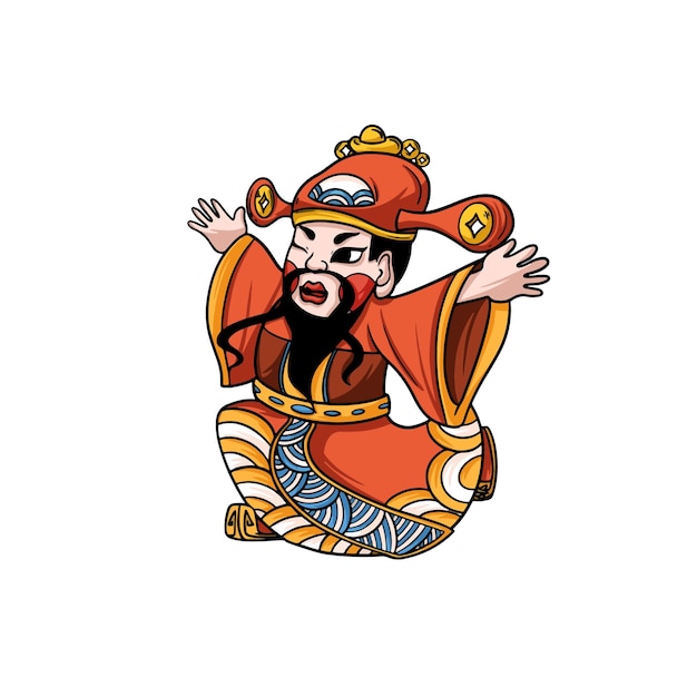 Oude Chinese God van Rijkdom Illustratie