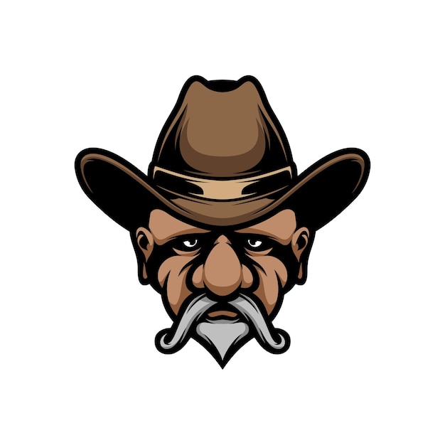 Oude cowboy mascotte logo ontwerp vector