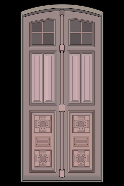 Oude deur vector kunst Oude deur geïsoleerd op bacl achtergrond oude deur in stijl vector voor kleurboek