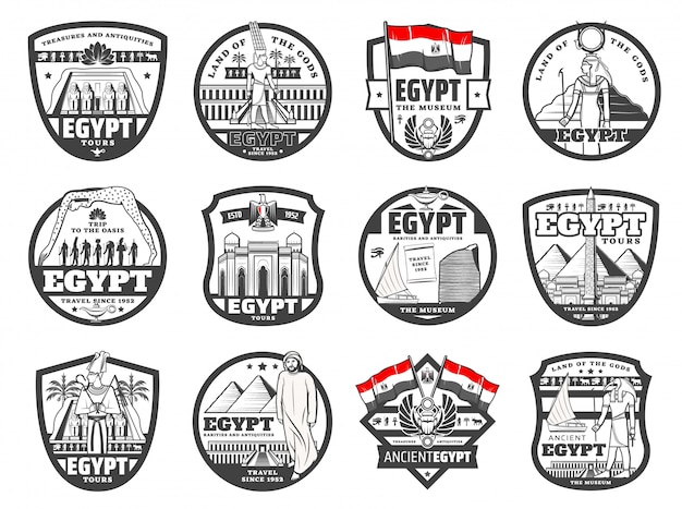 Oude Egypte cultuur Cairo bezienswaardigheden reizen pictogrammen