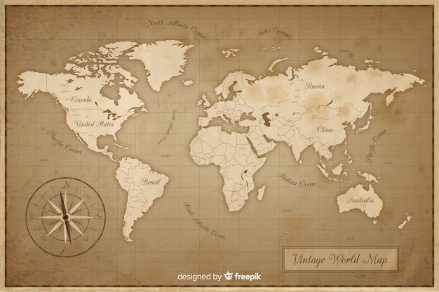 Vector oude en vintage wereldkaart