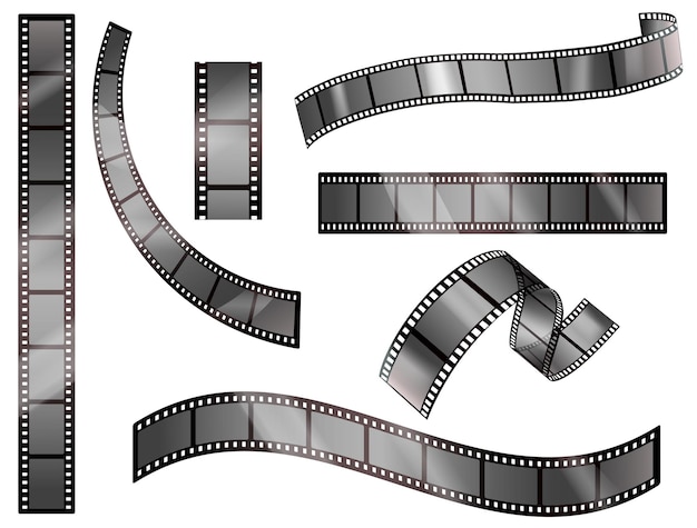 Oude filmstrip met transparantie 3d-vector icon set