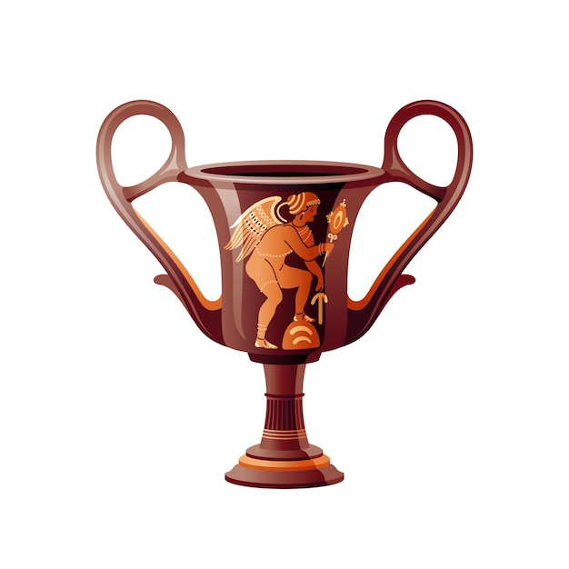 Oude Griekse vaas Aardewerk vector Antieke kruik uit Griekenland Oude klei amfora pot voor wijn olijfolie