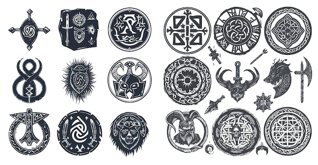 Oude heidense talisman Noorse rune symbool amulet van Odin magische helm voor hekserij