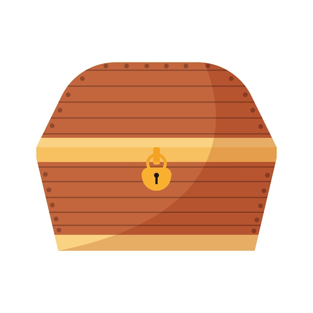Oude houten kist met een slot piraten schatkist vectorillustratie