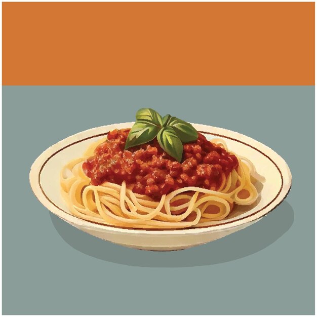 Vector oude illustratie van een spaghetti bolognese 04