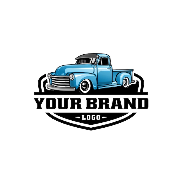 oude klassieke vrachtwagen amerikaanse retro vrachtwagen illustratie logo vector