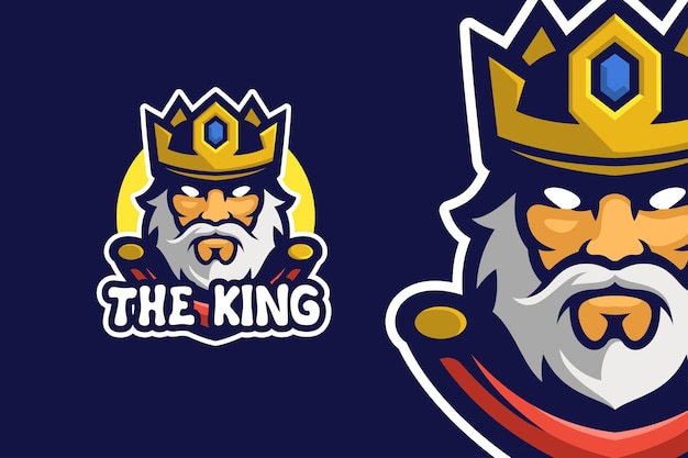 Oude koning mascotte karakter logo sjabloon