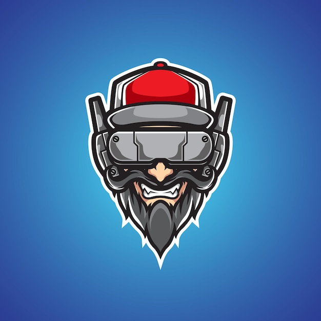 Oude man cyborg mascot-logo