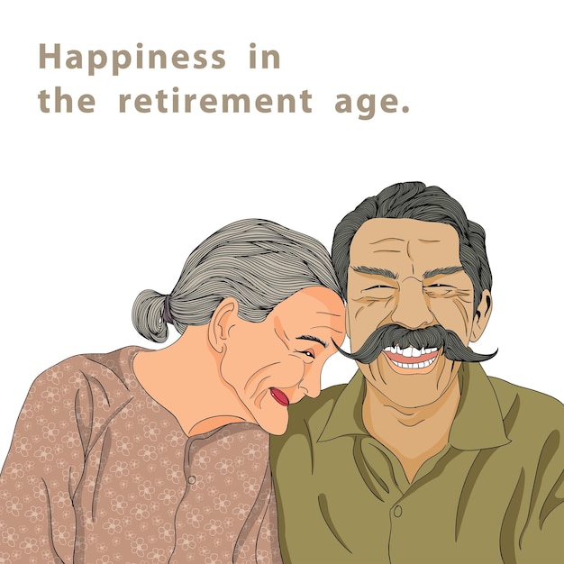 Oude mensen grootouders blije glimlachgeluk in de pensioengerechtigde leeftijd