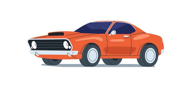 Oude muscle car in retro stijl. Vintage Amerikaanse auto van de jaren '70. Classy oldschool 1970s auto, weg automotive transport model. Flat vector illustratie geïsoleerd op witte achtergrond.