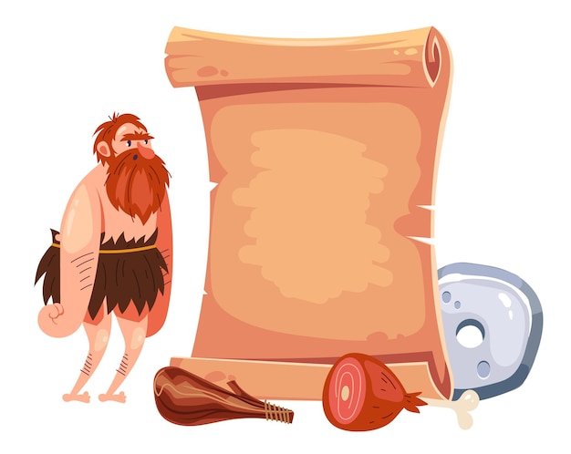 Vector oude papyrus oude archeologie museum concept grafisch ontwerp illustratie