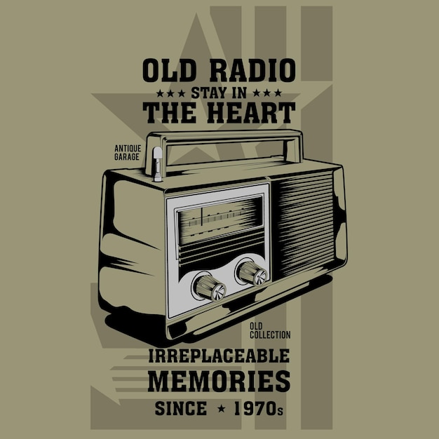 Oude radio, klassieke radio-illustratie