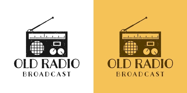 Oude radio-omroep logo ontwerp vectorillustratie