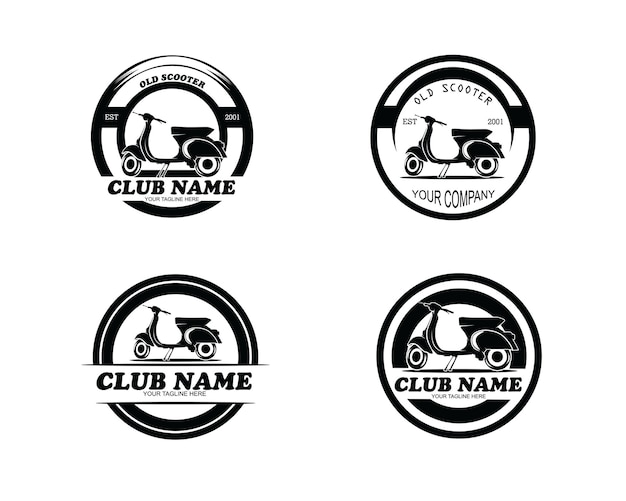 Oude scooter club logo vintage collectie set