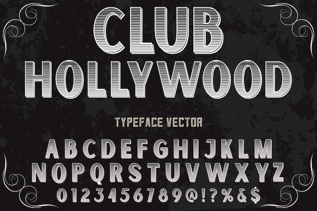 oude stijl alfabet label ontwerp club hollywood