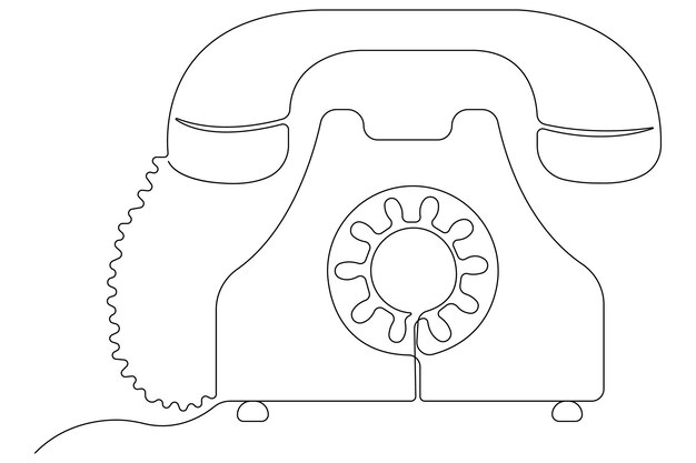 Vector oude telefoon continue een lijn kunst tekening van contour vector illustratie ontwerp
