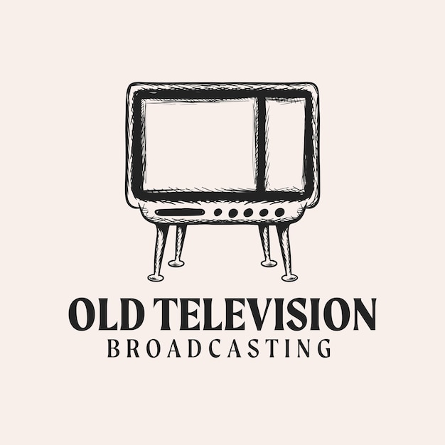 Oude televisie logo ontwerp vectorillustratie