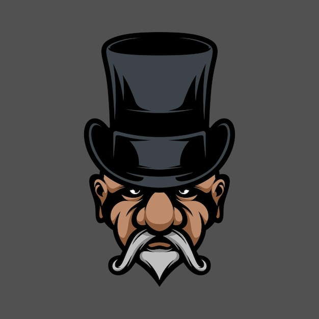 Oude tophat mascotte ontwerp vector