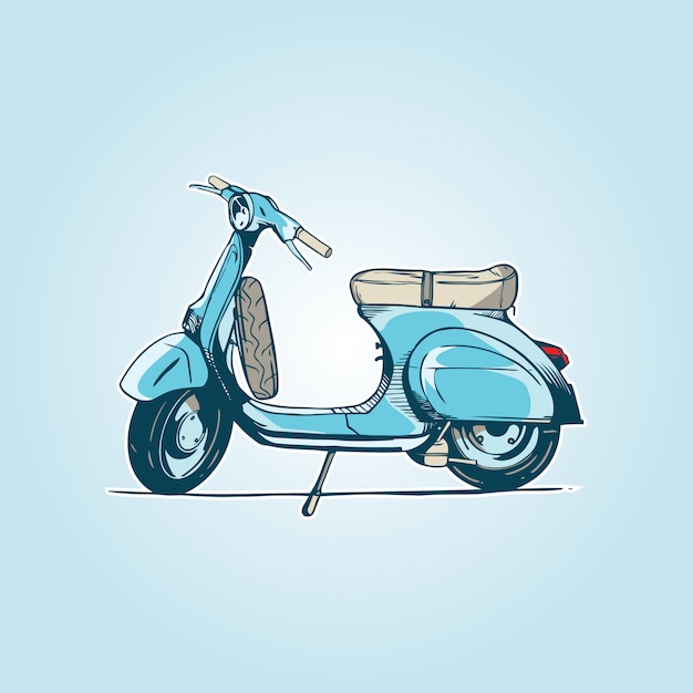 Oude turquoise scooter