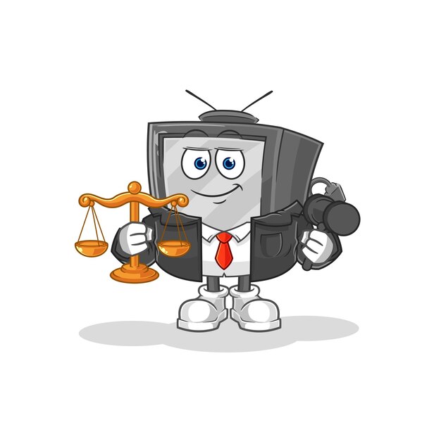 Oude tv advocaat cartoon cartoon mascotte vector