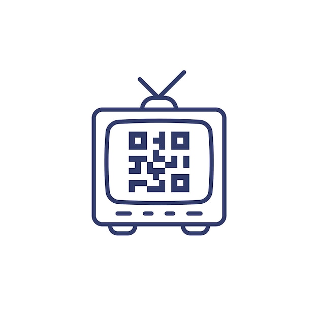 Oude tv en qr code lijn icoon