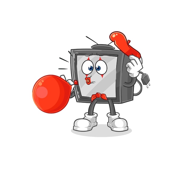 Oude tv pantomime blazende ballon cartoon mascotte vector