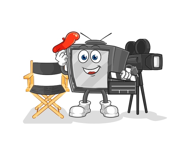 Oude tv-regisseur mascotte cartoon vector