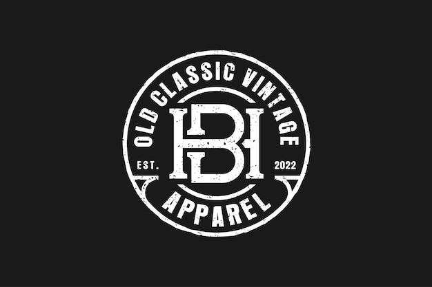 Oude vintage klassieke logo ontwerp kleding HB brief eerste kleding label embleem afgeronde vorm pictogram