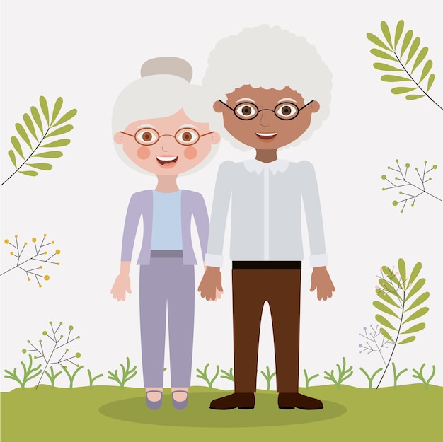 Oude vrouw en man cartoon icoon