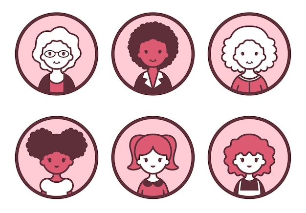 Oude vrouwen en kleine meisjes avatar icon set