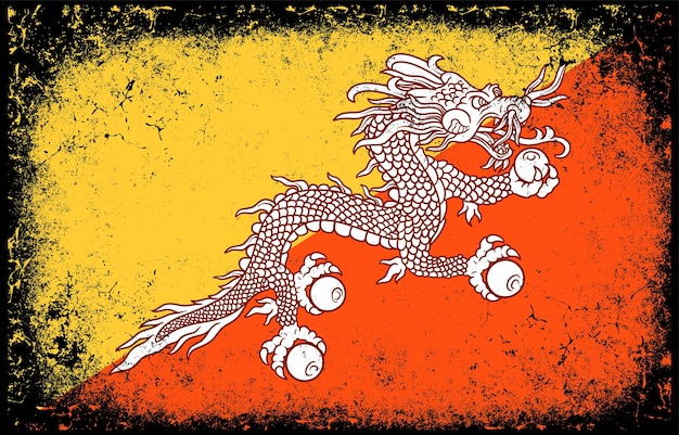 oude vuile grunge vintage bhutan nationale vlag achtergrond