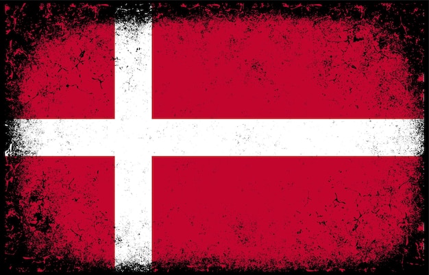 Oude vuile grunge vintage denemarken nationale vlag illustratie