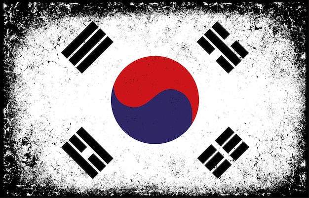 Oude vuile grunge vintage illustratie van de nationale vlag van zuid-korea