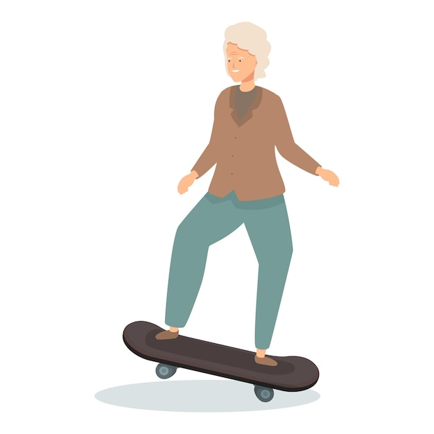 Oudere vrouw die plezier heeft met skateboarden en geniet van een actief pensioen