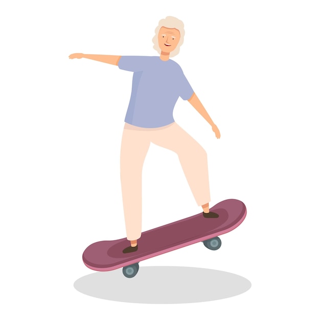 Oudere vrouw geniet van skateboarden in de moderne pensioen levensstijl