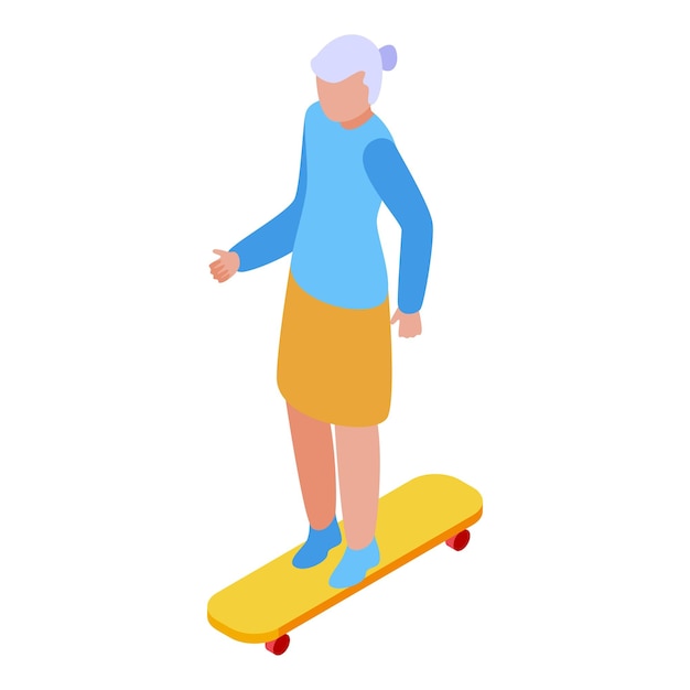 Oudere vrouw geniet van skateboarden in pensioen