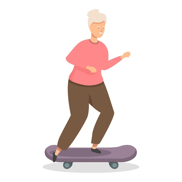 Oudere vrouw skateboardt en toont een actieve levensstijl voor senioren