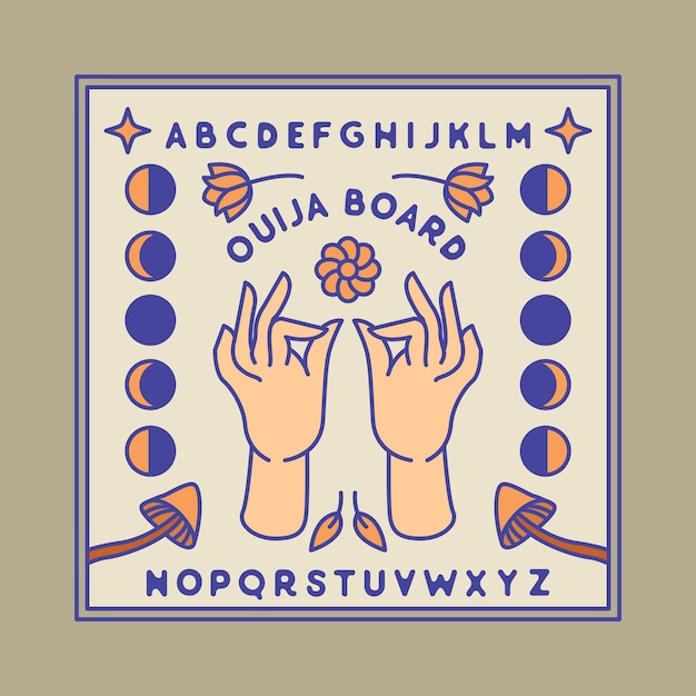 Vettore ouija board hand monoline badge design