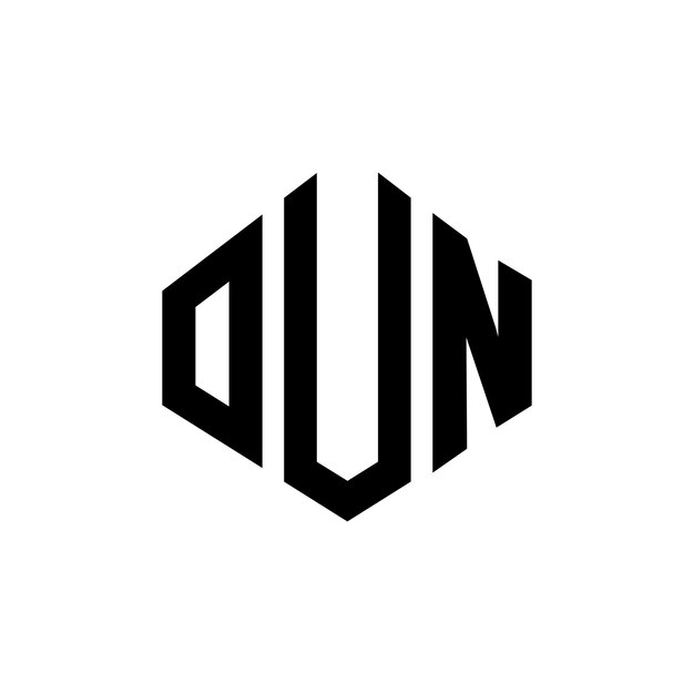 다각형 모양의 OUN 글자 로고 디자인 OUN 다각형 및 큐브 모양 로고 디자인 (OUN 육각형 터 로고 템플릿) 색과 검은색 OUN 모노그램 비즈니스 및 부동산 로고