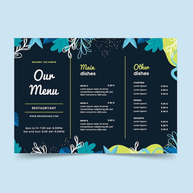 Vector our restaurant menu print template